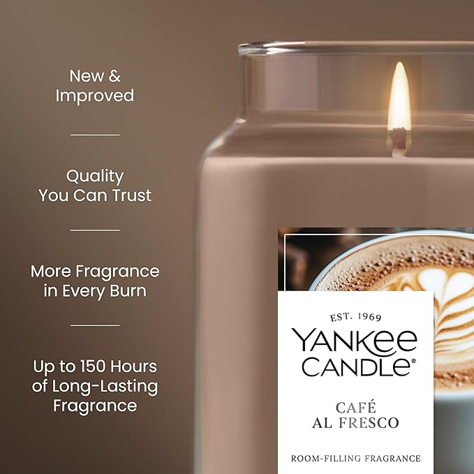 Yankee Candle Café Al Fresco Scented Candle, 22oz Large Jar with up to 150 Hour Burn Time, Giftable - Bloomnest