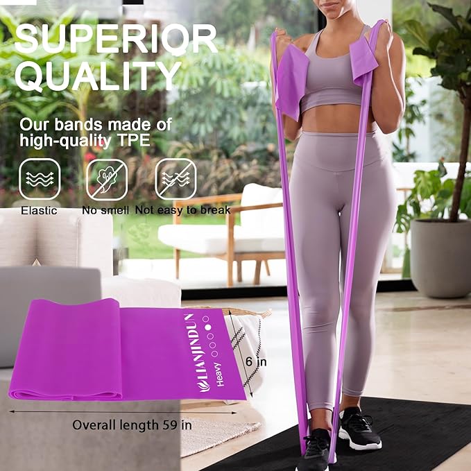 5 Pcs Professional Resistance Bands. Latex-Free, Elastic Band, Work Out Bands, Stretch Bands for Working Out Women or Men, Exercise Bands Set for Physical Therapy, Yoga, Pilates - Bloomnest