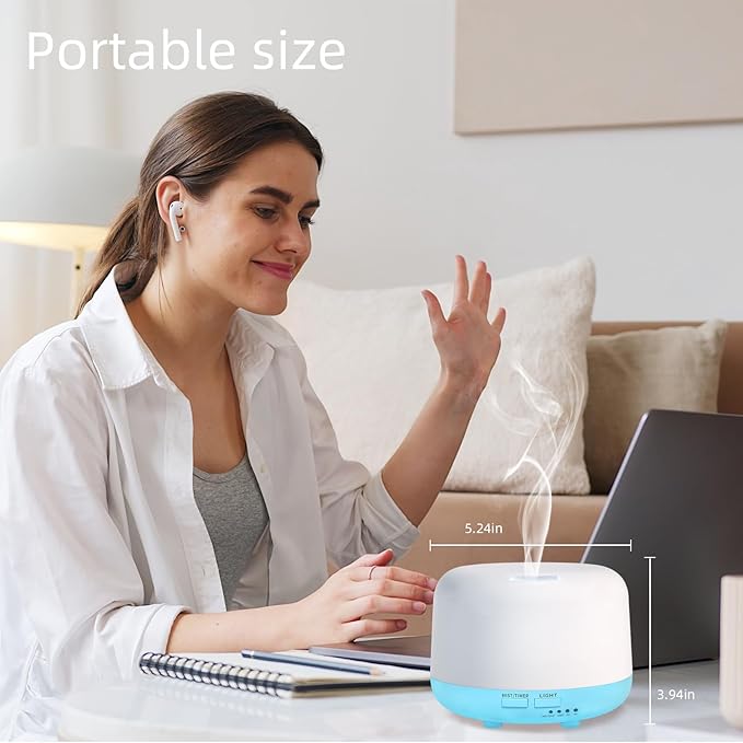 300ML Essential Oil Diffuser with Remote Control, 7 LED Color Changing Light, 8 Hour Cool Mist Fragrance Air Humidifier - Bloomnest