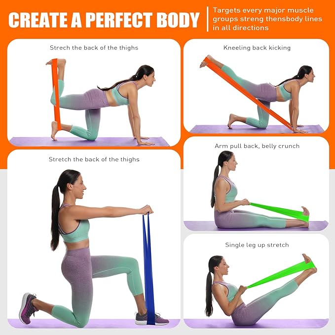 Resistance Bands, Exercise Bands, Physical Therapy Bands for Strength Training, Yoga, Pilates, Stretch Elastic Band with Different Strengths, Workout Bands for Home Gym - Bloomnest