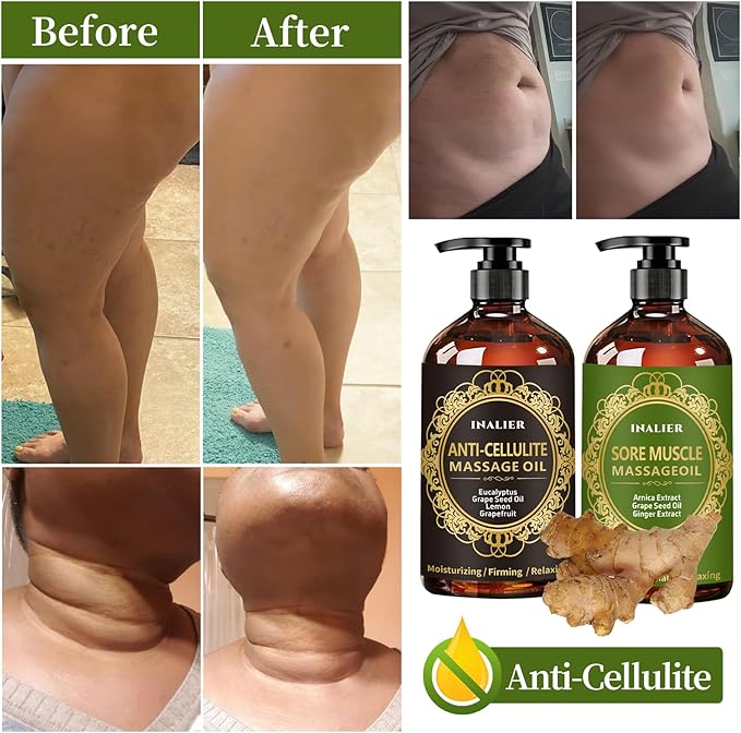 Massage Oils for Massage Therapy,Massage Kit Gifts for Women Men with Arnica, Lavender,Spa Gifts,3 Pack Cellulite,Sore Muscle & Lavender Massage Oils with Massage Ball