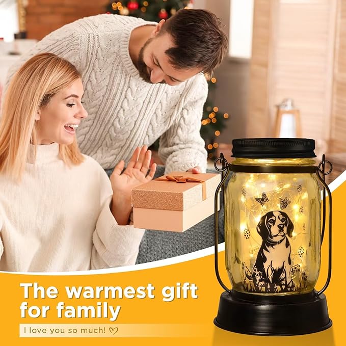 Beagle Gifts for Women/Men Beagle Solar Lanterns Dog Mom Birthday Dog Lovers Lantern Pet Loss Pet Memorial Lights Solar Garden Decoration Outside for Yard, Patio,Backyard,Porch - Bloomnest