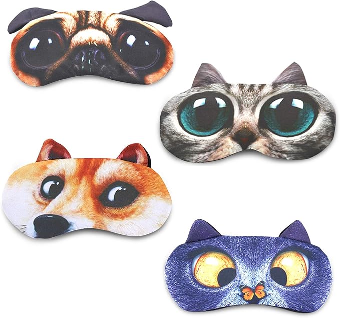 Tphon Sleep Mask for Adult Kids Boys Girls Funny Blindfolds Soft Cute Animal Sleeping Masks with Adjustable Strap for Travel Naps Shift Works Games - Bloomnest