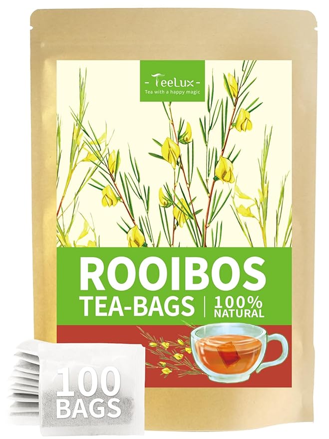 TeeLux Rooibos Tea Bags, Premium Natural Rooibos Herbal Tea, Fruity Sweet Flavor, Caffeine-free, 100 Count - Bloomnest