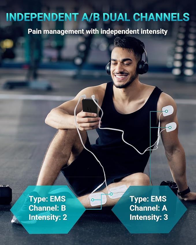 Comfytemp TENS Unit Muscle Stimulator for Pain Relief Therapy, TENS Machine with 24 Modes and DIY, Dual Channel EMS Unit, Pulse Muscle Massager for Back, Shoulder, Sciatica, Arm, 10 Electrode Pads Comfytemp