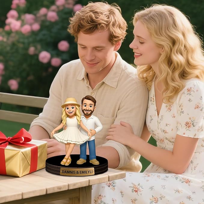 Custom Photo Cartoon Style Desk Decor Photo Frame Sign Plaque, Personalzied Cartoon Portrait Picture Frame for Couple Wedding Family Anniversary Birthday Gifts - Bloomnest