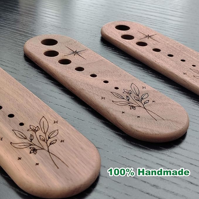 Herb Stripper Vegetable Leaf Herb Stripper Chopper Tool Handmade Wood 7 Hole Sizes Durable & Elegant Kitchen Tool with Storage Case Ideal Gift for Cooks - Black Walnut - Bloomnest