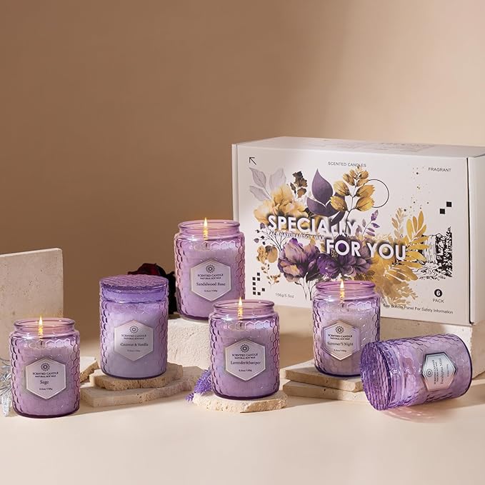 Candles for Home Scented, 6 Pack Aromatherapy Candles Gifts Sets for Women Birthday,33 oz Soy Wax 240 Hour Long Lasting Jar Candles - Bloomnest