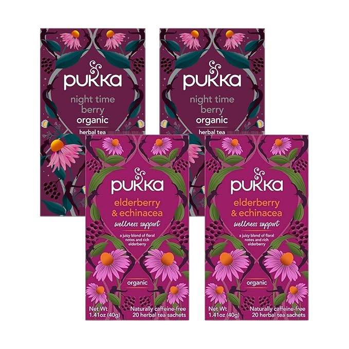 Pukka Tea Bags, Organic (Elderberry and Echinacea, & Night Time Berry) (2ea / 20ct) (Variety Pack) - Bloomnest