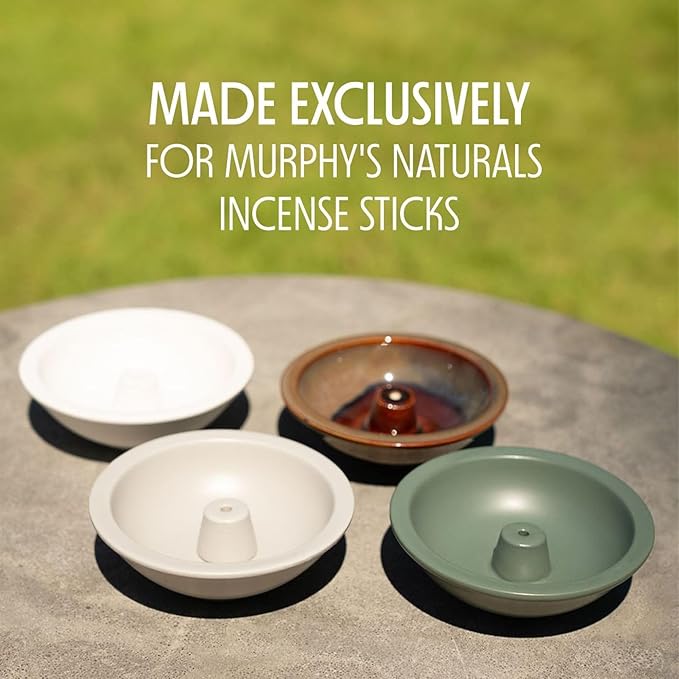 Murphy’s Naturals Stoneware Incense Stick Holder, Cloud White, 4.5” Ash Catcher for Outdoor Use, Durable & Stylish Design for Easy Clean-Up, 1-Pack - Bloomnest