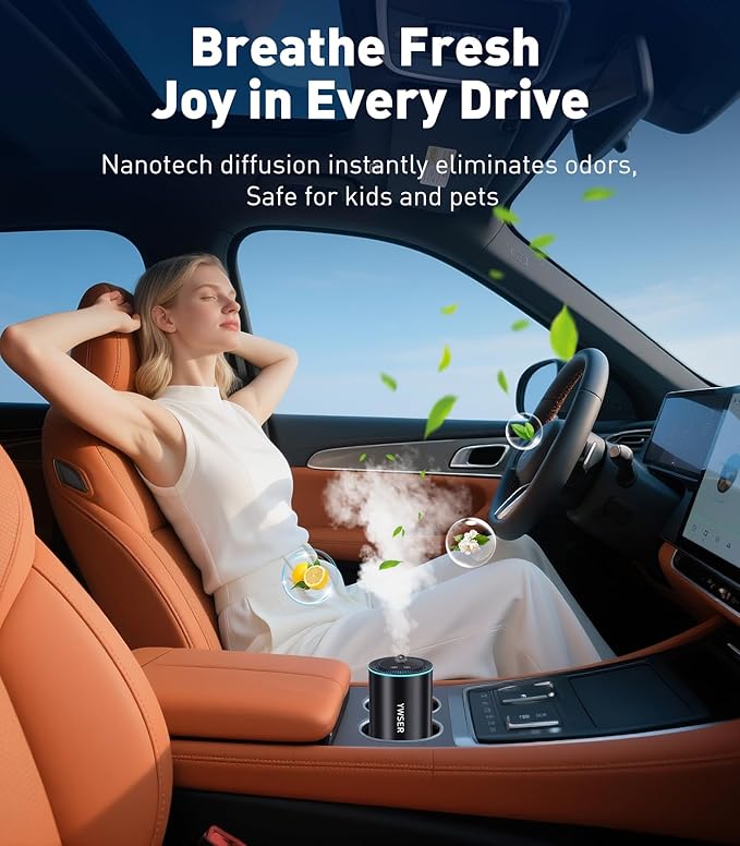 Smart Car Air Freshener, Car Air Freshener Diffuser with Starry Sky Projection and 50ml Perfume, Auto On/Off Intelligent, 3 Mode Adjustable Rechargeable Aroma Diffuser, Cologne - Bloomnest