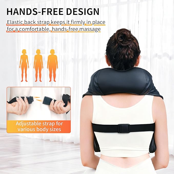 TISSCARE Neck Massager for Pain Relief Deep Tissue with 2 Heat Levels, Hands-Free Shiatsu Kneading Back Massager for Shoulder & Whole Body, Plug-in for Home Office Car, Ideal Gift for Women Men - Bloomnest