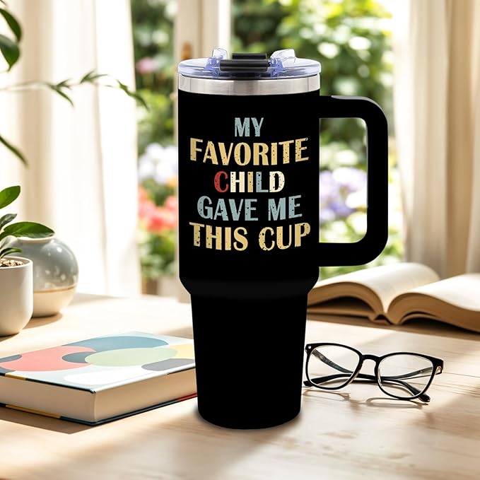 DUUV Gifts for Dad, Dad Tumbler 40 Oz Stainless Steel Insulated with Lid, Birthday Gifts for Father Men Husband from Daughter Son Kids, My Favorite Child Gave Me This Cup Gift for Christmas, 1PCS - Bloomnest