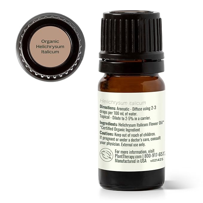 Plant Therapy Organic Helichrysum Italicum Essential Oil 100% Pure, USDA Certified Organic, Undiluted, Natural Aromatherapy, Therapeutic Grade 5 mL (1/6 oz) - Bloomnest