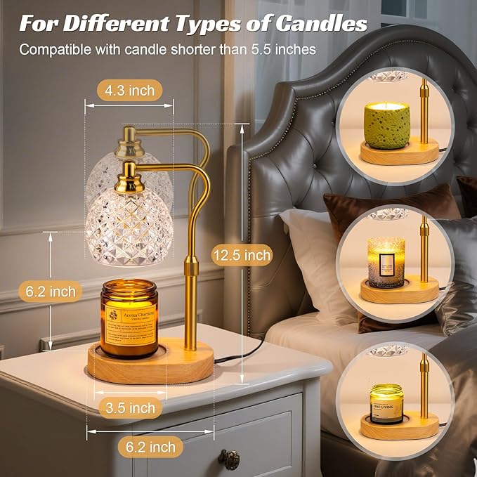 TantaScent Electric Candle Warmer Lamp in Vintage Birdcage Design with Timer – Scented Jar Candle Melter for Home Decor, Housewarming, Birthday, and Christmas (Includes 2 Bulbs) (Diamond White) - Bloomnest