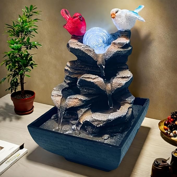 Indoor Water Fountain, Small Water Fountain Indoor, Indoor Water Feature with Desk Waterfall, Zen Table Top Fountains for Home Office Desk Decor, Mini Tabletop Fountains - Bloomnest