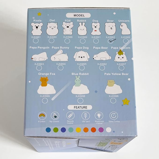 Large Size Bear Night Lights for Kids, Decorative Led Soft NightLight, 9 Color Modes Animal Decor Lamp for Girls, Cute Small Lamps for Bedrooms, Room Desk Decor Holiday Gift - Large - Bloomnest