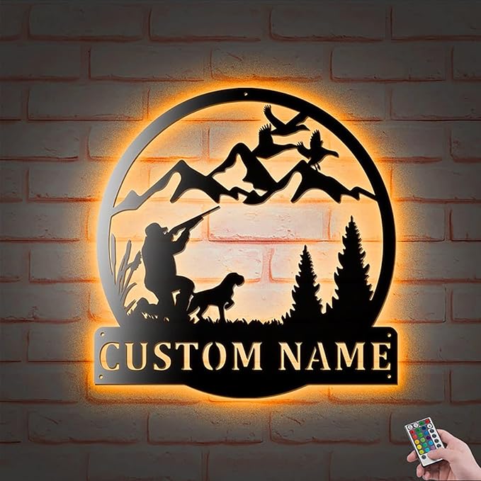 Lovely POD Personalized Metal Sign - Custom Duck Hunting Art With Led Lights, Hunter Name Decor, Home Wall Hanging - Bloomnest