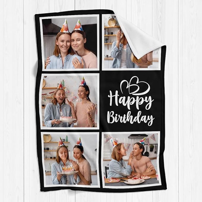 Personalized Birthday Gifts for Women, Custom Blankets with Photos, Personalized Blanket with Photos & Text, Personalized Photo Blankets - Bloomnest