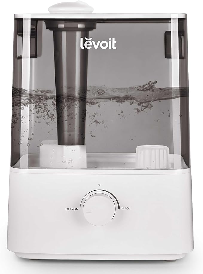 LEVOIT Classic300 Ultrasonic Top Fill Humidifier, Extra Large 6L Tank Last 60-Hour - Super Quiet, Easy to Use and Clean, 360° Rotation Nozzle, Simple Knob Control, Handle, Auto Shut Off, Gray - Bloomnest