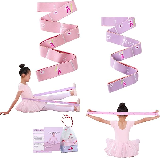2 PCS Stretch Bands For Kids and Adults – Yoga Straps for Stretching with Multi- Loop – Workout Guide – Video For Exercise, Elastic Stretch Strap Pilates, Yoga, Dance, Gymnastics, Dance, Ballets Bands - Bloomnest