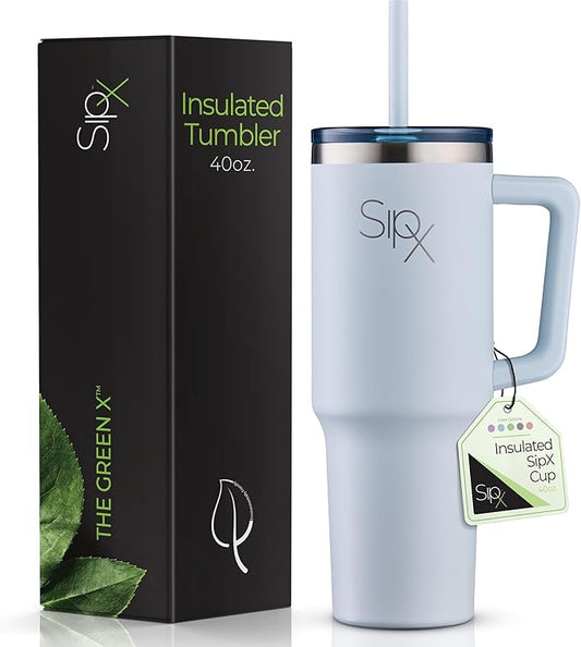 SIPX™ Insulated Tumbler With Lid And Straw, 40oz. Tumbler With Handle Keeps Cold 12 Hours, Water Bottle Thermos With Lid, BPA-Free Reusable Insulated Coffee Tumblers, Travel Mug Great For Beach Party - Bloomnest