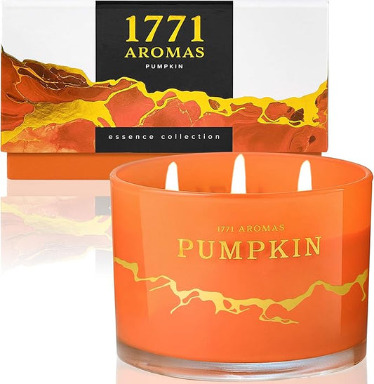 Pumpkin Spice Scented Candles - Fall Candles - 100% Natural Soy Wax - Large 3 Wick Jar Candle - Up to 50 Hours Burning - Gift-Ready Candle for Men & Women - Aromatherapy Candles - Bloomnest