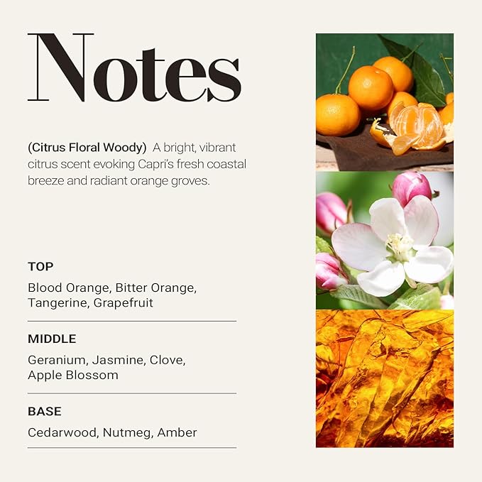 JCLOUD Capri Sunshine Hotel Diffuser Oil - Inspired by Italian 5 Star Resort - Orange, Apple Blossom & Amber - Hotel Essential Oil Luxury Long Lasting Aromatherapy Fragrance in Glass Bottle, 100mL JCLOUD