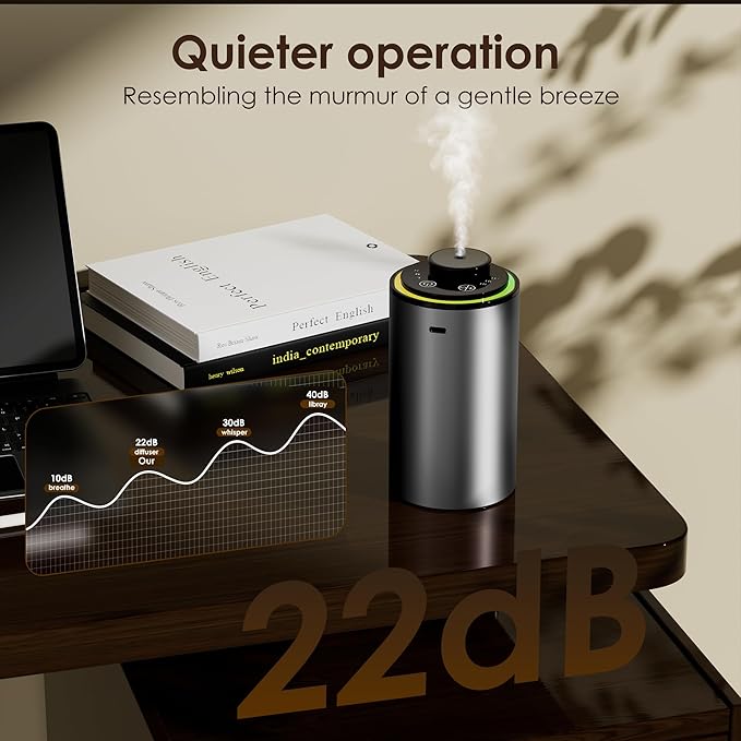 Waterless Essential Oil Diffuser, Portable Aromatherapy Diffuser,3 Countdown Timers & 3 Mist Levels for Home, Room, Car, Office - Bloomnest