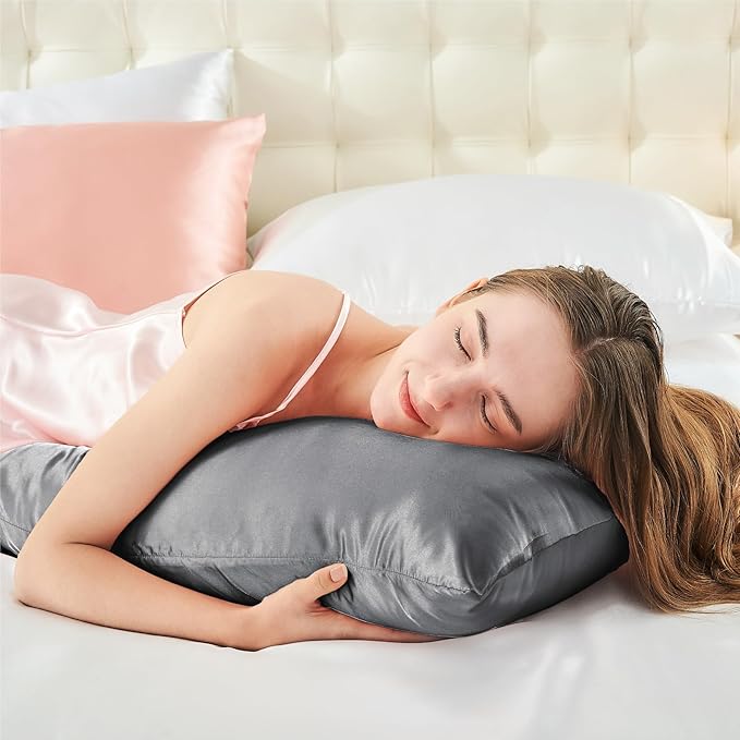 BEDELITE Satin Body Pillow Cover, Super Soft and Cooling Body Pillow Pillowcase for Hair and Skin, Breathable Silky Full Long Pillowcase Cover(20"x54", Dark Grey) - Bloomnest