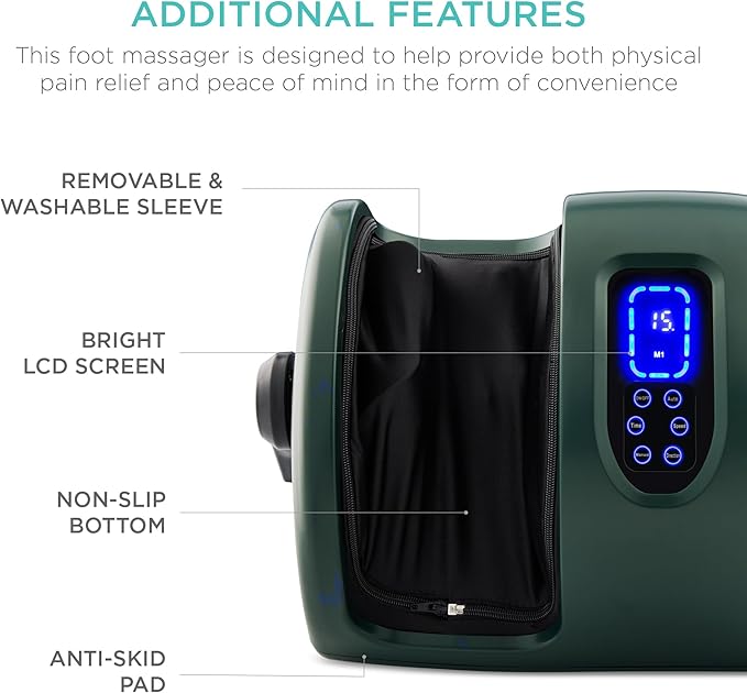 Best Choice Products Heated Shiatsu Foot Massager for Pain Relief, Plantar Fasciitis, Neuropathy, Blood Circulation w/Compact Design - Dark Green - Bloomnest