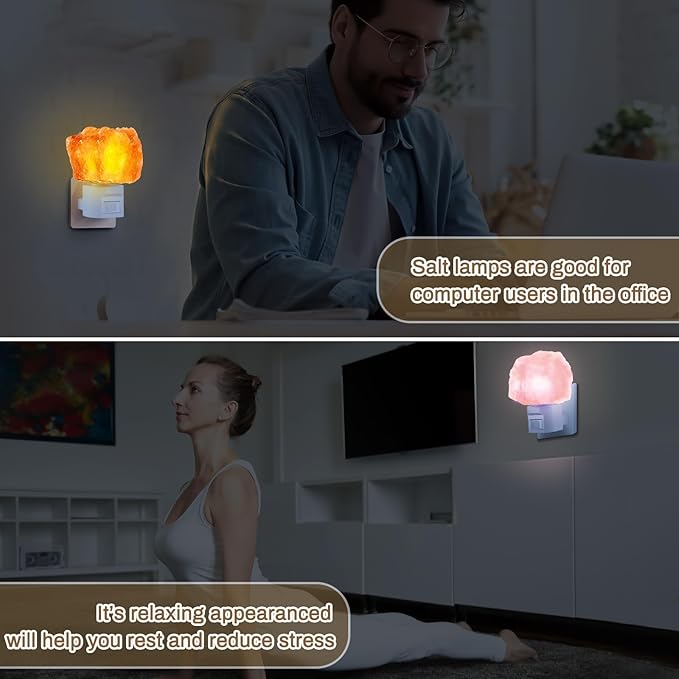 3 Pack Himalayan Salt Lamp Night Light Crystal Night Light Lamp Plug in Rotatable Wall Purifier Made of Natural Salt Stone Sea for Home - Bloomnest