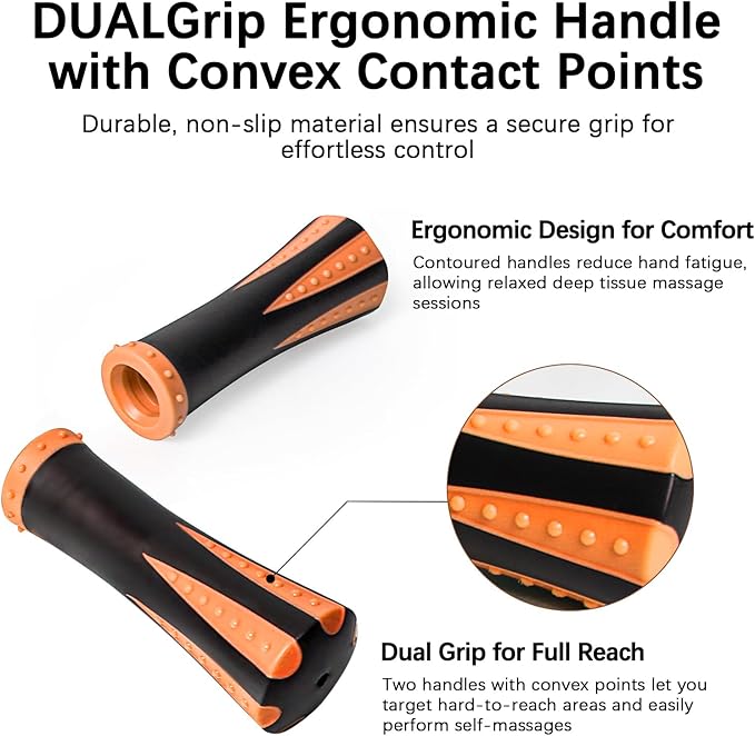 Muscle Roller Massage Roller Stick- Deep Tissue Fascia Blaster for Myofascial Pain Relief, Lymphatic Drainage & Body Sculpting, Handheld Physical Therapy & Recovery Tool (Orange black-18 inch) - Bloomnest