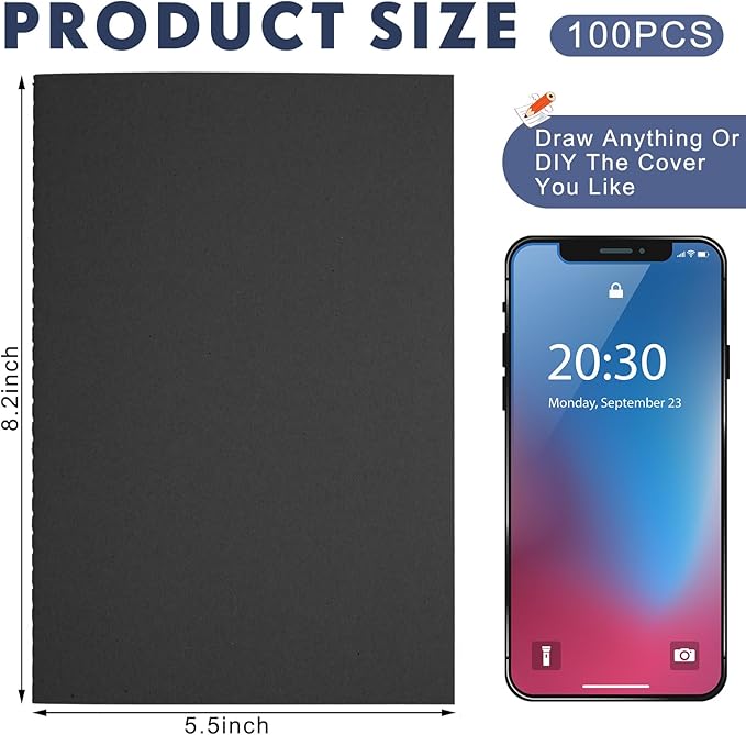 Mimorou 100 Pcs Journals Notebooks Bulk - Kraft Softcover A5 Small Notebooks 5.5 Inch x 8.3 Inch Notepads with 60 Page 30 Sheet for Writing Sketch Travel Office Supplies(Black,Dot) - Bloomnest