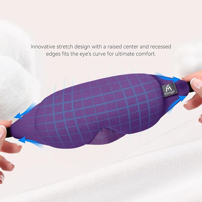Mavogel Cotton Sleep Eye Mask - Breathable Light Blocking Sleep Mask, Soft Comfortable Night Eye Mask for Men Women, Eye Cover for Travel/Sleeping/Shift Work, Includes Travel Pouch (Purple) - Bloomnest