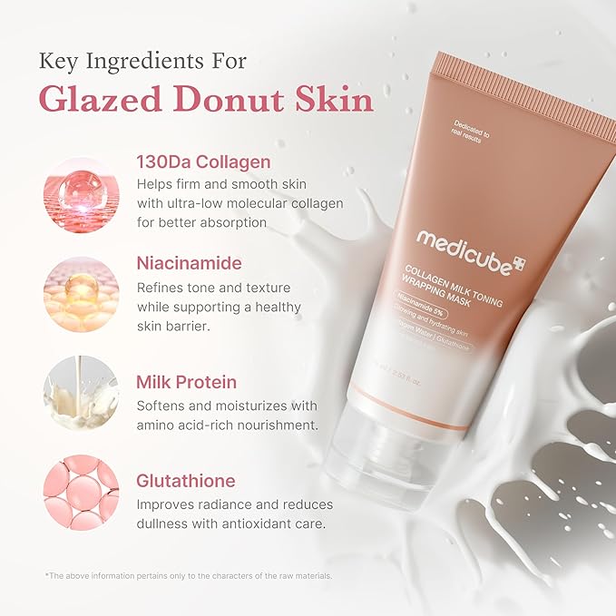 medicube Wrapping Mask Collagen Glazed Milky Glow Daytime Peel Off Mask | Quick and Easy Care with Glutathione, Niacinamide for Plumped, Hydrated & Smooth Skin | Korean Skin Care, 2.53 fl.oz - Bloomnest