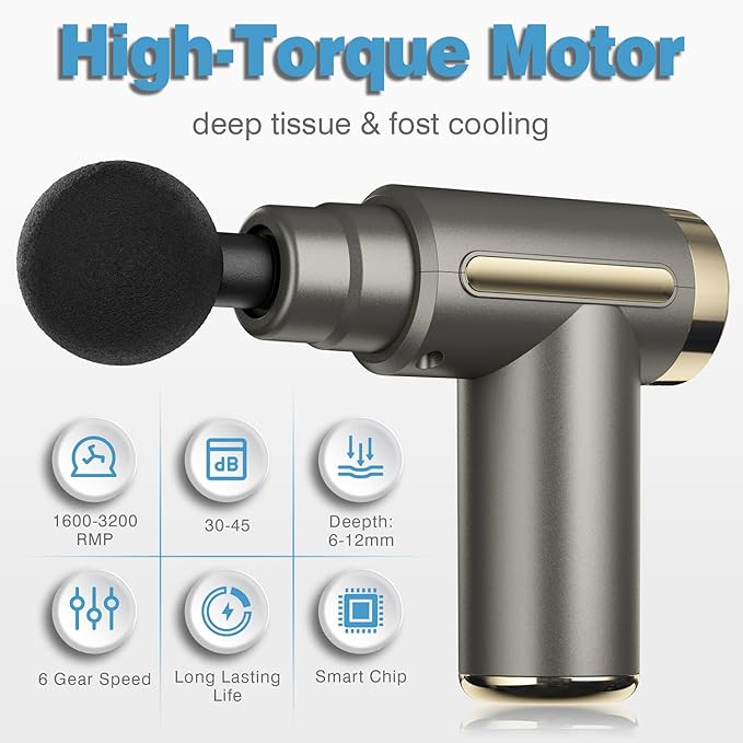 cotsoco Massage Gun Deep Tissue for Pain Relief with 4 Massage Heads & 6 Speeds, Electric Mini Handheld Body Massager for Any Pain Relief, Best Gifts for Dad and Mom - Bloomnest