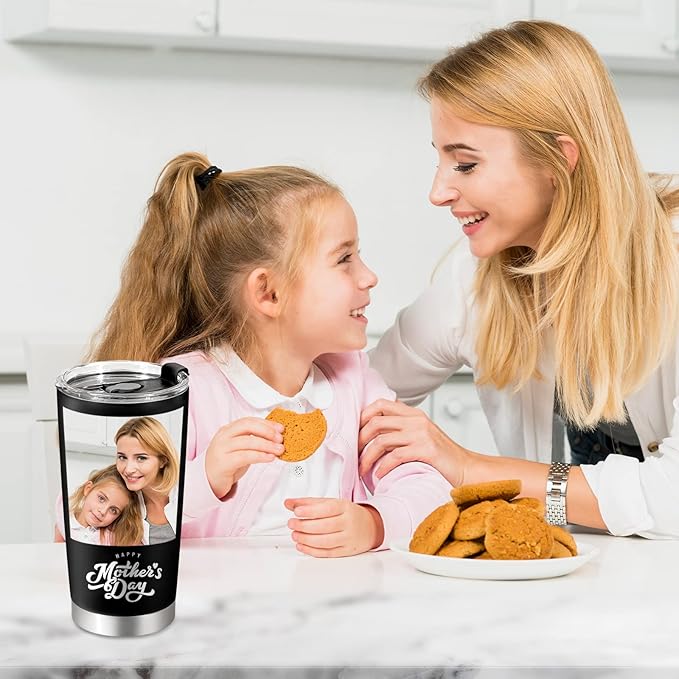 Personalized Tumbler with Pictures Text, Custom Photo Stainless Steel Coffee Tumbler, Coffee Travel Cup Mug 20 Oz Custom Gifts for Fathers Day Christmas Birthday for Dad Mom Kids - Bloomnest