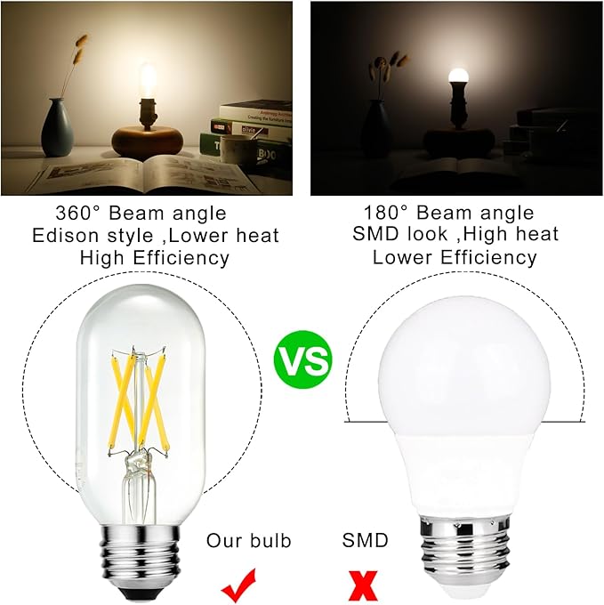 LiteHistory E26 Edison Bulb 6W Equivalent E26 LED Bulb 60 Watt Dimmable Neutral White 4000K led Light Bulb AC120V 600lm Tubular T14 T45 LED Bulb for Pendant,Sputnik,Vanity,Chandeliers Pack of 6 - Bloomnest