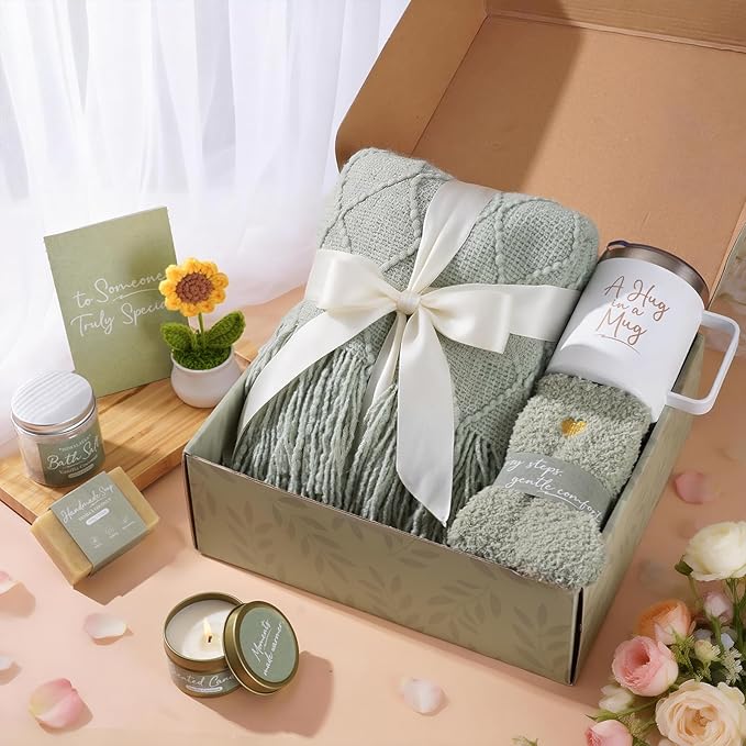 Valentines Day Gifts for Her Women Girlfriend Wife, Sending Sunshine Birthday Gifts for Women Mom Daughter Self Care Gift Basket, Get Well Soon Relaxing Spa Gift Set Care Package Sympathy Gift Baskets - Bloomnest