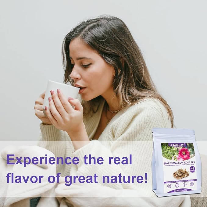 TEARELAE - Marshmallow Root Tea Bags - 2g x 40 Count - Premium Natural Cut & Sifted Althaea Officinalis - Non-GMO - Caffeine-free - Support Digestion & Respiratory - Bloomnest