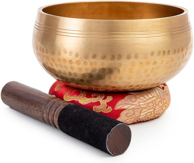 Tibetan Singing Bowl Set - Easy To Play for Beginners - Authentic Handcrafted Mindfulness Meditation Holistic Sound 7 Chakra Healing Gift by Himalayan Bazaar (6") - Bloomnest