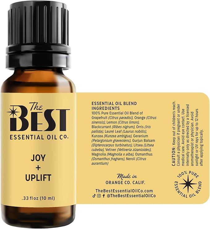 The Best Joy + Uplift Essential Oil Blend- Premium Grade- 100% Pure & Natural for Aromatherapy, Diffuser, Spa, Massage, Air Freshener- 10 ml (.33 fl oz) - Bloomnest