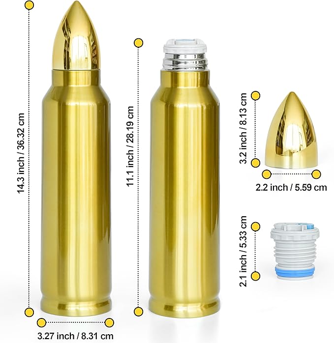 AGH 4PCS Sublimation Golden Tumblers Blanks 35oz Stainless Steel DIY Tumbler Water Bottle, Double Wall Vacuum Insulated Water Bottles with Leak-proof Lid, Travel Mug Flasks Cups, Dad Birthday Gift - Bloomnest
