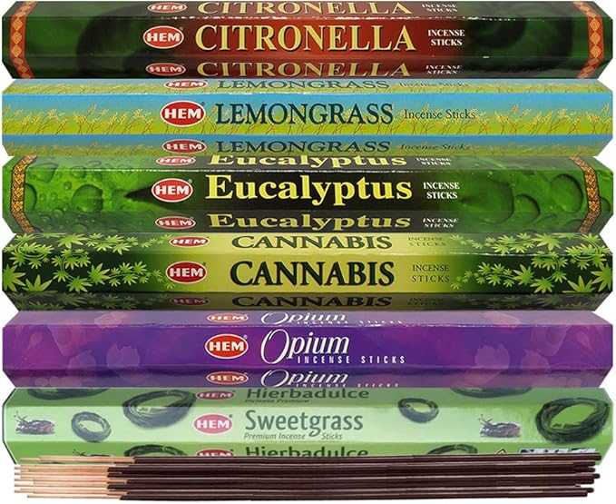 Hem Incense Sticks Variety Pack #26 and Incense Stick Holder Bundle with 6 Herbal Fragrances - Bloomnest
