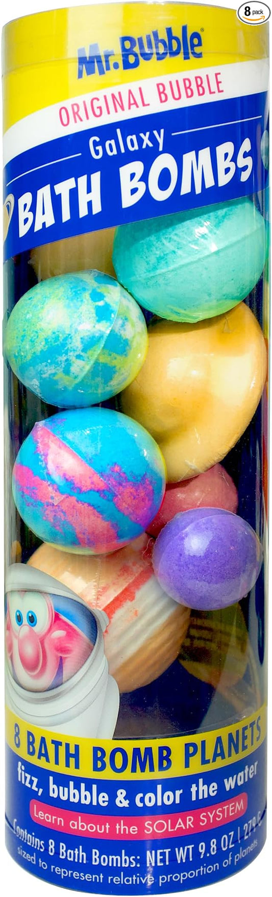 Mr. Bubble Galaxy Bath Bombs, Signature Bubble Gum Scent, Set of 8 Different Bath Bomb Planets - Bloomnest
