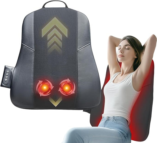 Back Massager for Pain Relief Deep Tissue, Ultrathin Rolling Up and Down Full Back Massage with Heat, 4D Shiatsu Kneading, Shoulder Massager, Extended Widened Design for Home, Office, Car Use, Black - Bloomnest