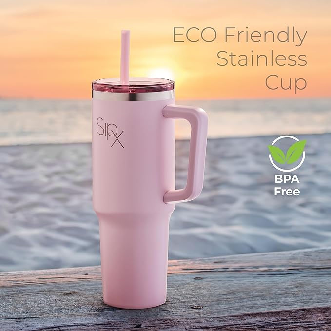 SIPX™ Insulated Tumbler With Lid And Straw, 40oz. Tumbler With Handle Keeps Cold 12 Hours, Water Bottle Thermos With Lid, BPA-Free Reusable Insulated Coffee Tumblers, Travel Mug Great For Beach Party - Bloomnest