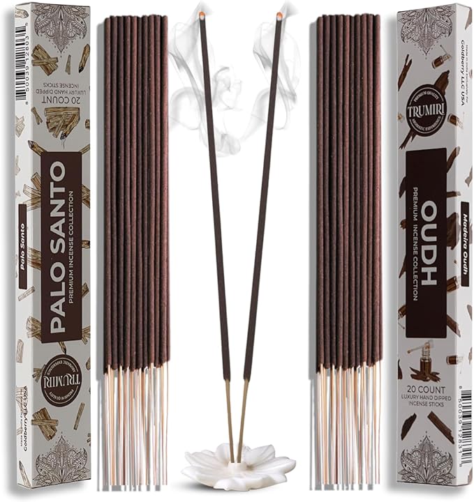 Trumiri Incense Sticks - Combo Pack of 40 Insence-Sticks - 20 Palo Santo + 20 Oud - Insenses - Insents - Incents - Inscense - Incence - Incienso - All Natural Incense Sticks TRUMIRI