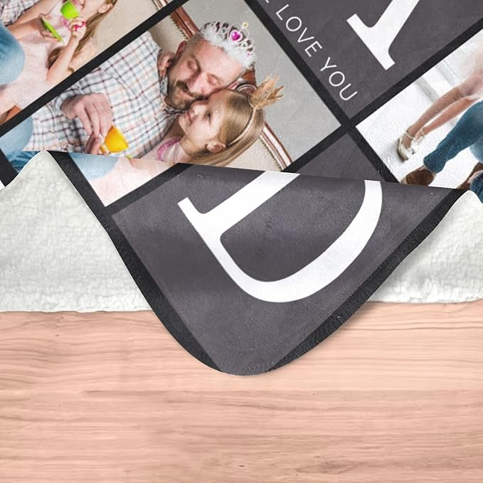 Gifts for Dad Customized Blanket with Photo, Make a Personalized Fathers Day Blankets with Picture to My Dad Custom Memories Souvenir Throw Blanket for Best Daddy Ever - Bloomnest